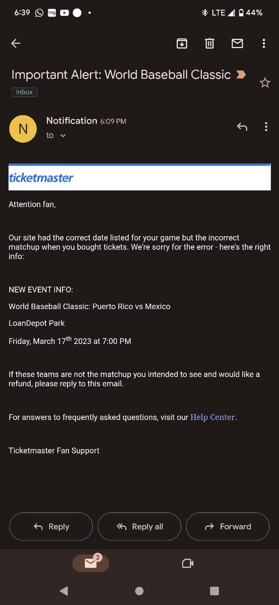 mcecco's tweet photo. @Ticketmaster @MLB #WorldBaseballClassic at this time, almost 10hrs later is that we have an official response. Thanks but shame on the organization. Sorry but not sorry! So incompetents! https://t.co/dBrdOlZThu