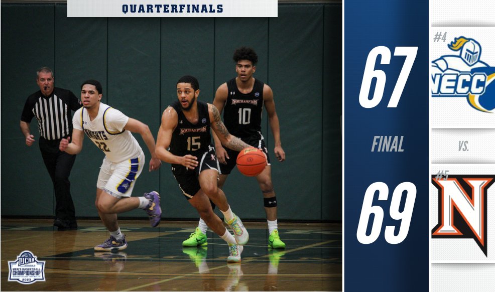 NJCAABasketball's tweet photo. ⚔️ Spartans march on!

No. 5 Northampton downs No. 4 Northern Essex 69-67 and will face top-seeded Sandhills in the #NJCAABasketball DIII Men's Championship semifinals!

https://t.co/m3fb3FF7Am https://t.co/f3gEeBYPZ2