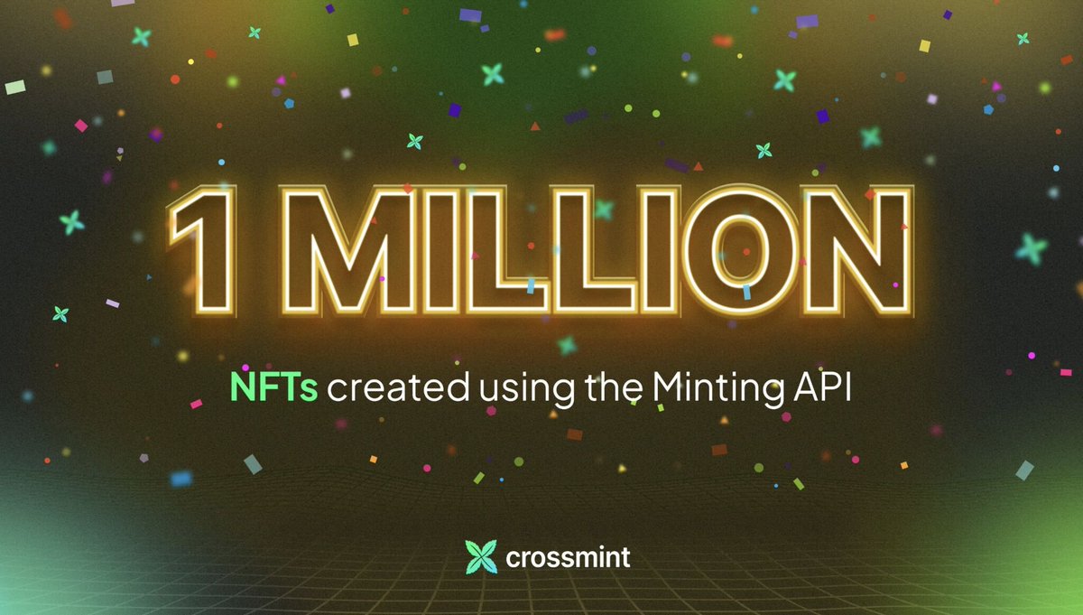 Today <a href="/crossmint/">Crossmint</a> just became the largest minter of <a href="/solana/">Solana</a> NFTs with over 1 million assets!

This month, our API minted over 61% of all NFTs 🤯

In 24 hours, we will make history again. You can be a part of it. Create a wallet now and you will get something special tomorrow 🧵