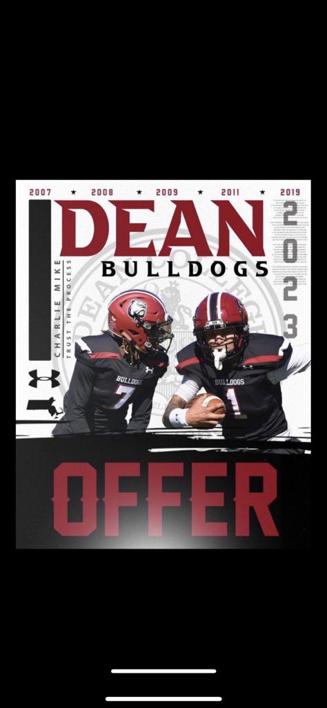 Blessed To Receive A Division 3 Offer From Dean College