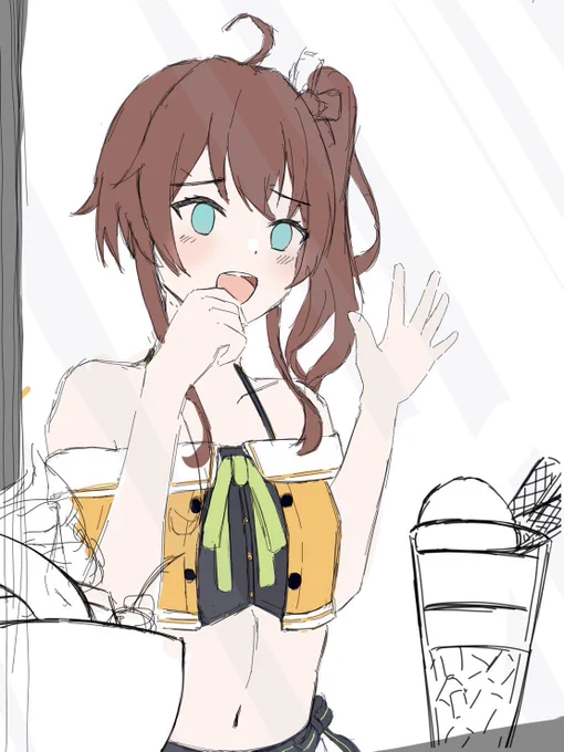 おはようございます!なんかラフがまた産まれました。すんごい久々に書いた気がするけどやっぱ、まつりちゃん可愛い 