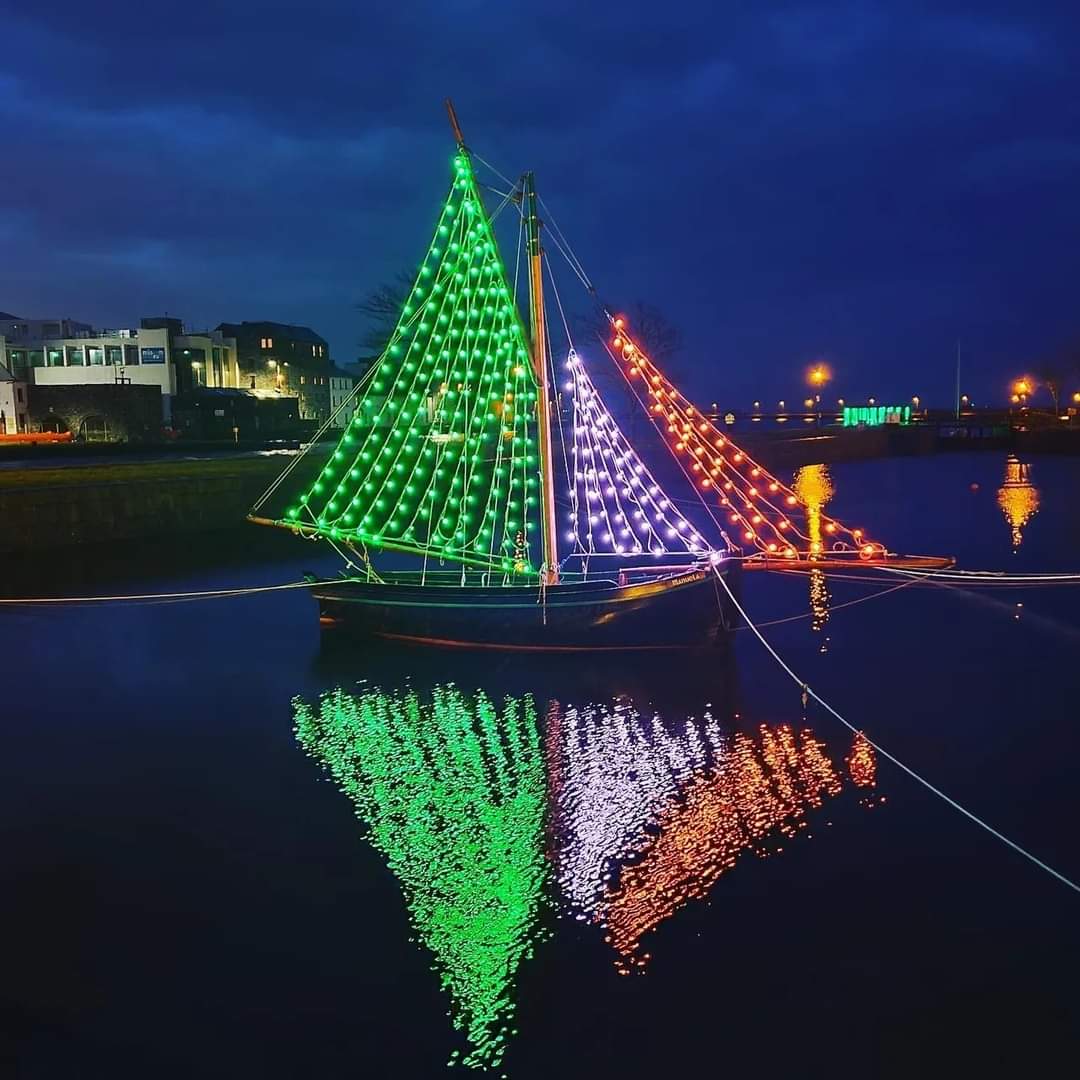 The ICONIC Galway Hooker (down at the Claddagh) is ready for St. Patrick's Day tomorrow... Are you ?☘️🇮🇪