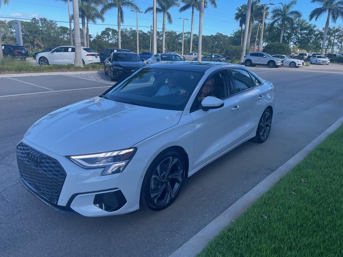 AudiStuart's tweet photo. Hooray for Linda and Dan Canavan! They got a new 2023 Audi A3 and they're looking very sharp! 😍Welcome to the Audi Stuart Family!
#audistuart #audi #audistuartfamily #audia3 #a3 #audilove #audisport #audipassion #audilovers #motorize #audisedan #luxury #audirings #4rings https://t.co/zuMluf1EZL