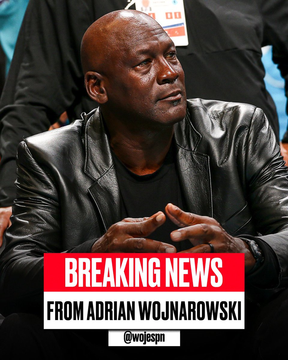 espn's tweet photo. Breaking: Charlotte Hornets owner Michael Jordan is engaged in serious talks to sell a majority stake in the franchise to a group led by Hornets minority owner Gabe Plotkin and Atlanta Hawks minority owner Rick Schnall, sources told @wojespn. https://t.co/it7lhVqBsR