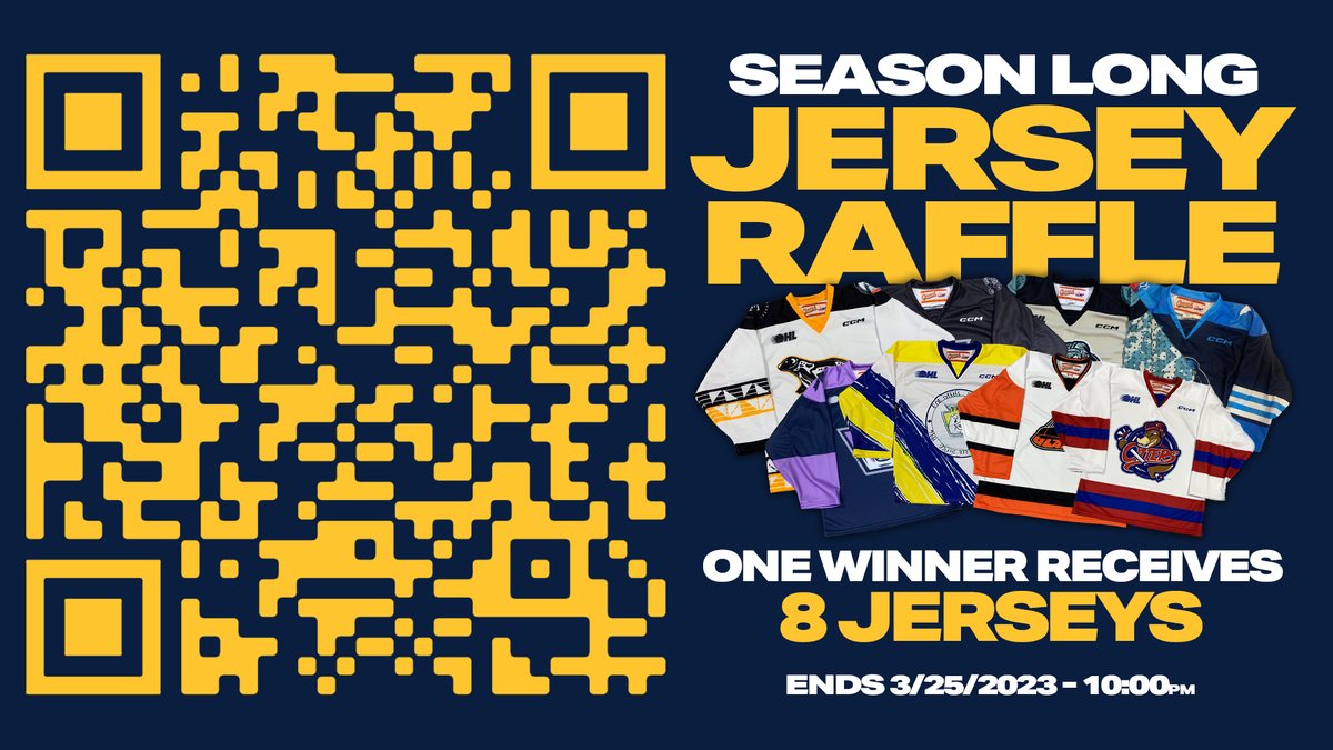 Season long specialty jersey auction:

Military Appreciation – Morton
Child Grief Awareness – Cohen
Blacked Out – Kyrou (unsigned)
Cancer Awareness – Bressette
Black History – Spence
Kids Takeover – Terrance
Blades – Sova
First Responders - Lalonde

🔗: bit.ly/3t9LhGG