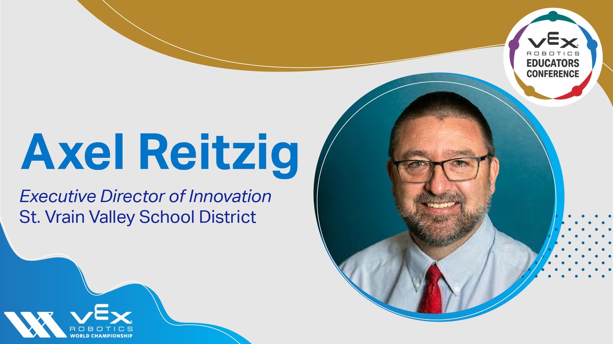 VEX Robotics (@vexrobotics) on Twitter photo Executive Director of Innovation at <a href="/SVVSD/">St. Vrain Valley Schools</a>, <a href="/areitzig/">Axel Reitzig</a>, is presenting at the 2023 #VEXconference! His presentation on managing K-12 robotics takes place on April 29th at 9:30 AM CT. Register at conference.vex.com to join us in Dallas, TX! Executive Director of Innovation at <a href="/SVVSD/">St. Vrain Valley Schools</a>, <a href="/areitzig/">Axel Reitzig</a>, is presenting at the 2023 #VEXconference! His presentation on managing K-12 robotics takes place on April 29th at 9:30 AM CT. Register at conference.vex.com to join us in Dallas, TX!