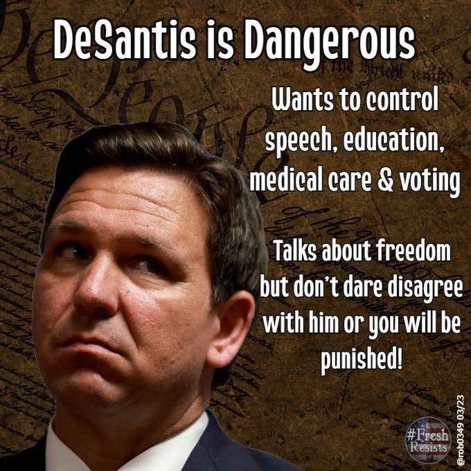 stantherunner's tweet photo. @teamrondesantis @RonDeSantisFL #FascistStateOfFlorida
#FloridaIsntFree
#AmericaIsNotFlorida https://t.co/fqMgbAjW6a