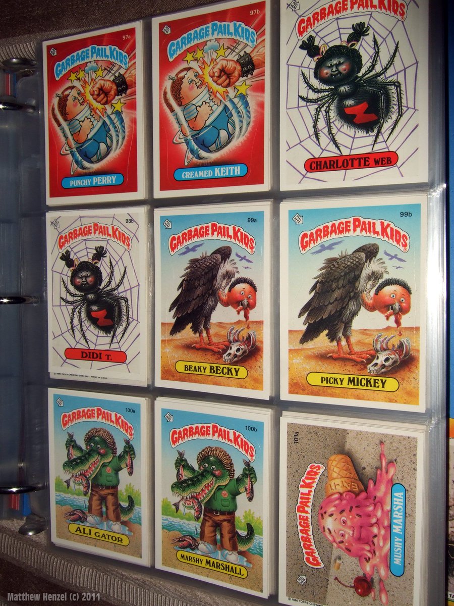 matthewhenzel's tweet photo. Garbage Pail Kids: 3rd Series - complete set. I'm glad I kept these in a safe place/ They are still mint ++ I wish I could say the same for my Series 1 and 2. :( They ended up getting swiped by a neighborhood kid. #GPK #GarbagePailKids #3rdSeries https://t.co/FdLHJe595C