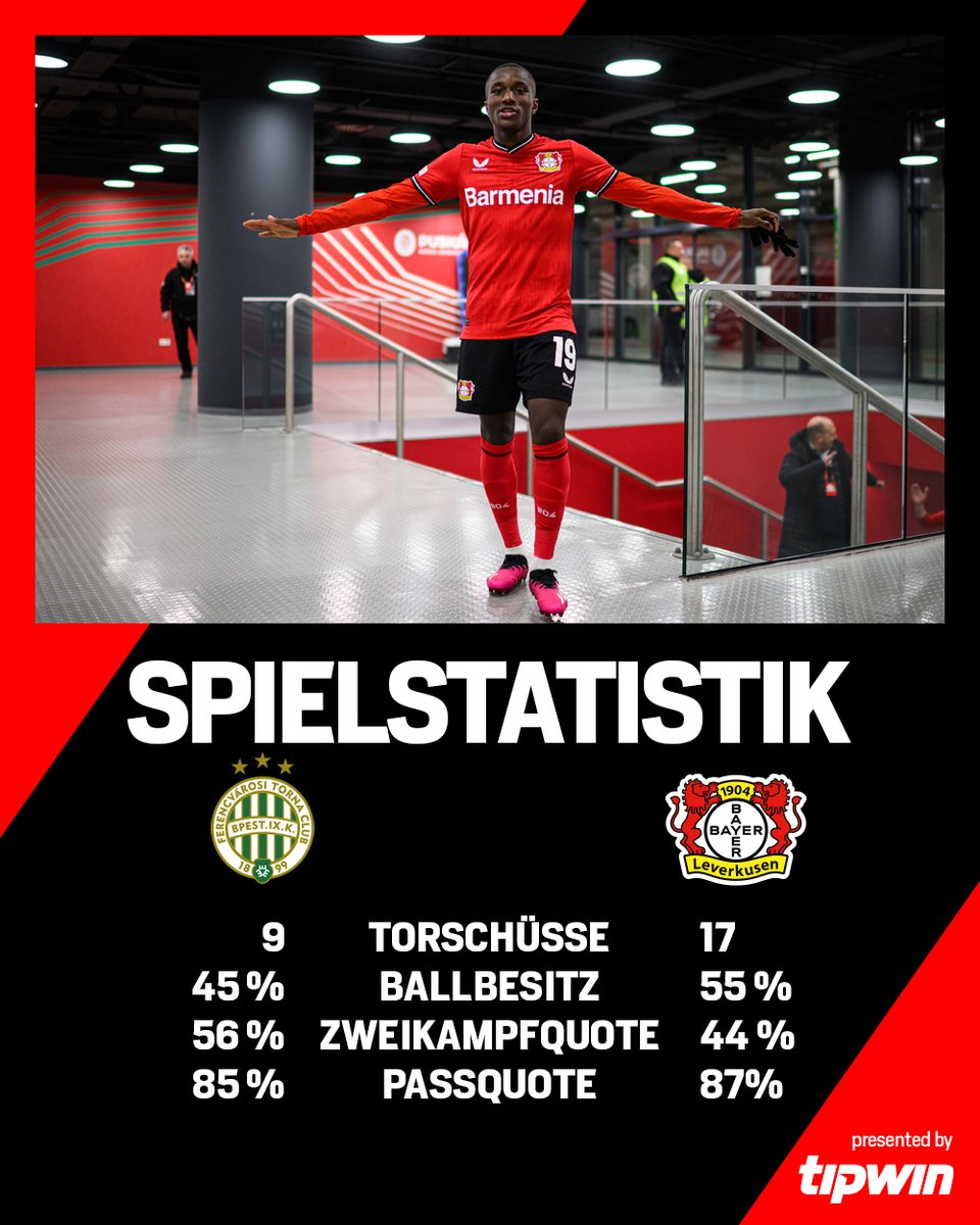bayer04fussball's tweet photo. 📊 Hier sind noch die Zahlen zum Spiel bei @Fradi_HU gestern Abend. 👇
#FTCB04 0:2 | #UEL | #Bayer04 https://t.co/VQfsslmHKg