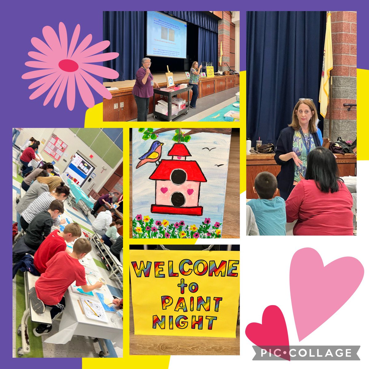 TES’s 1st ever Family Paint Night is in full swing! Thank you to the TPTA for their support and to Ms. Wadler &amp; Ms. Callahan for facilitating. <a href="/TewksburySchool/">Tewksbury Township School District</a> #YouthArtMonth