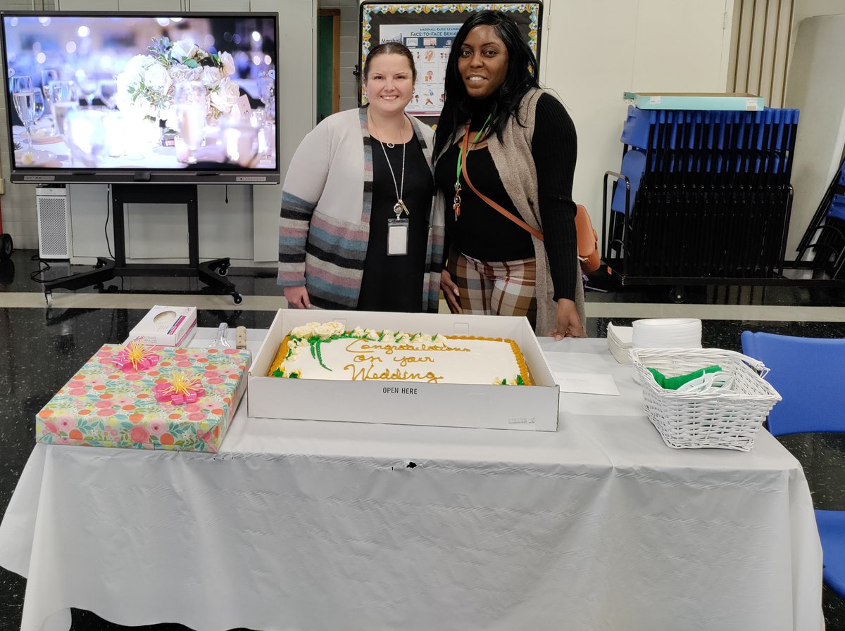 marshallelc1's tweet photo. Love is in the Air! We had 2 weddings at Marshall. Dr. Smith our AP tied the knot about 2 weeks ago and this past weekend Ms. Sealey, TA surprised us and got married. That's okay because today we were able to surprise them! Congratulations ladies! #marshallmagic #teamnn https://t.co/NxQqHe9vRx