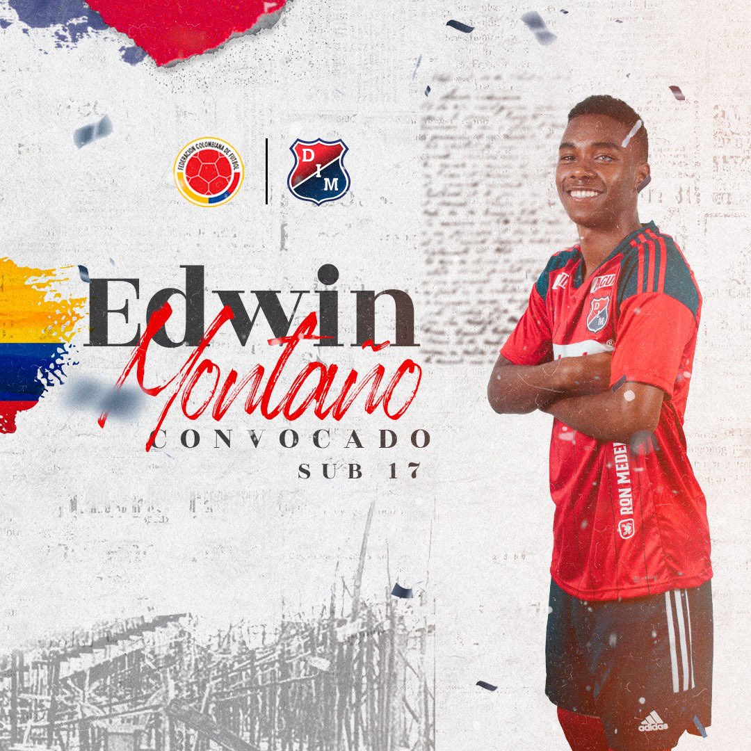 [❤️💙⚽️] Felicitamos a #EdwinMontaño, integrante de la categoría sub 20 de #LaCanteraDIM, por su convocatoria a la Selección Colombia sub 17. Estamos muy orgullosos de su proceso ❤️💙👏

#CanteraDIM #MásFuertesJuntos