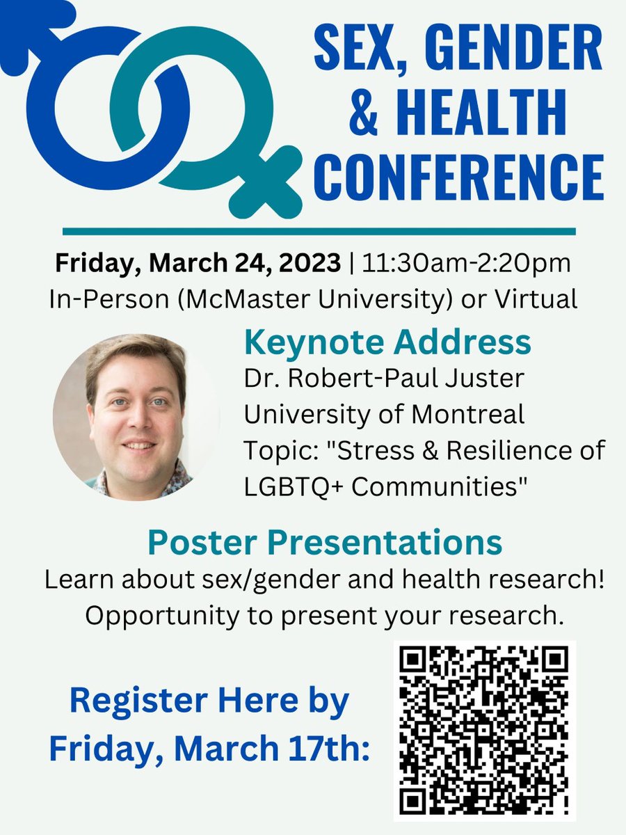 Jennifer Williams (@jennyswilliams) on Twitter photo Sex, Gender & Health Conference at McMaster University, as part of the Sex/Gender in Health course (co-taught with the amazing <a href="/drsritz/">Stacey Ritz</a>), will include a virtual keynote address by @Rob_Paul_Juster. Join us on Fri Mar 24 (keynote: 1130am-1230pm EST) <a href="/IGHnetwork/">IGH Trainee Network</a> #sex #gender #SGBA Sex, Gender & Health Conference at McMaster University, as part of the Sex/Gender in Health course (co-taught with the amazing <a href="/drsritz/">Stacey Ritz</a>), will include a virtual keynote address by @Rob_Paul_Juster. Join us on Fri Mar 24 (keynote: 1130am-1230pm EST) <a href="/IGHnetwork/">IGH Trainee Network</a> #sex #gender #SGBA