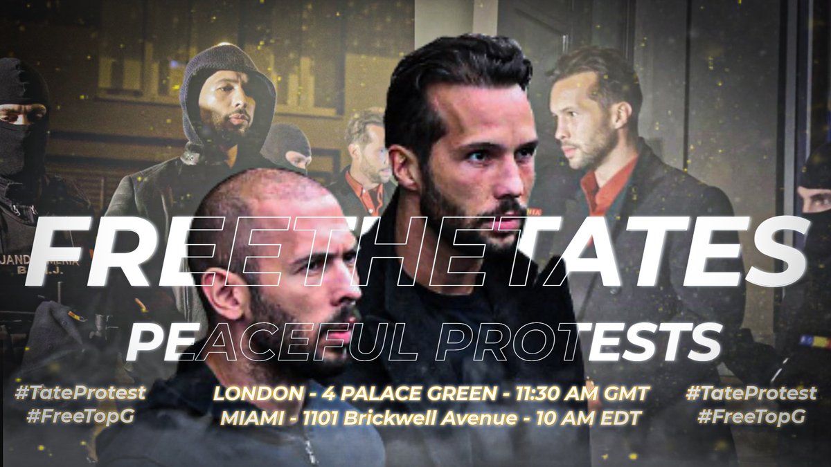MikelF195's tweet image. I STAND WITH @fripujols #FreeTheTates #tateprotest #FreeTopGs 

If you are from London or Miami on the 11th of April there will be peaceful protests held in support of @Cobratate &amp;amp; @TateTheTalisman 

Spread The Word...