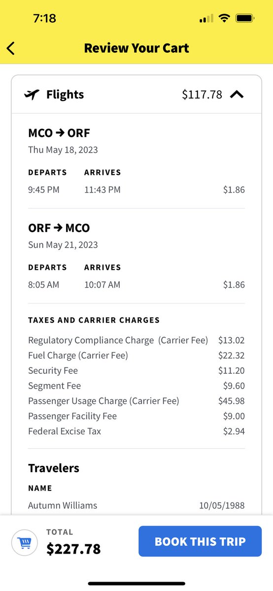 autumntanbottom's tweet photo. @SpiritAirlines gave me a $50 voucher however based on your policy, it can’t be used on ANY flight since it only applies to the ‘Base fee’ and this is how you charge people. Unbelievable scam. https://t.co/KNupDCZcpP