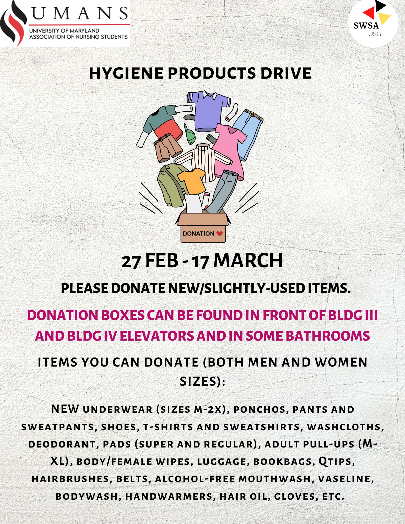 USG on X: Donate to our ongoing Hygiene Products Drive! Please