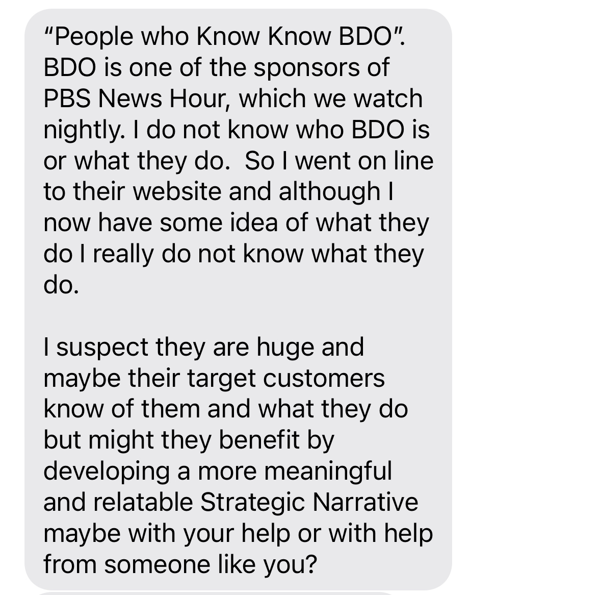 got this text from my dad — tell the ceo of @bdo_usa my dad says he should call me or 'someone like' me