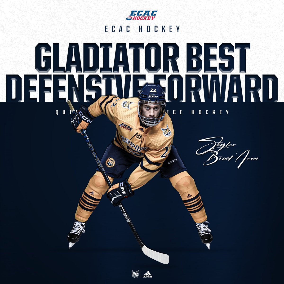 𝐁𝐄𝐒𝐓 𝐃𝐄𝐅𝐄𝐍𝐒𝐈𝐕𝐄 𝐅𝐎𝐑𝐖𝐀𝐑𝐃

Your #ECACHockey Best Defensive Forward is senior Skyler Brind'Amour!

#BobcatNation