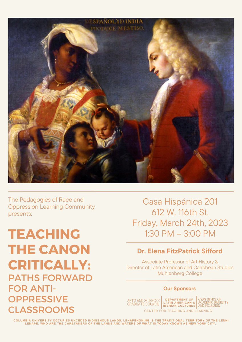 Looking forward to this conversation about anti-oppressive pedagogy with the brilliant @EFitzford at @Columbia @CasaHispanicaNY. Details and RSVP: pro-lc.rsvpify.com

@AsgcColumbia @ColumbiaGSAS @socialdiff @CSERColumbia