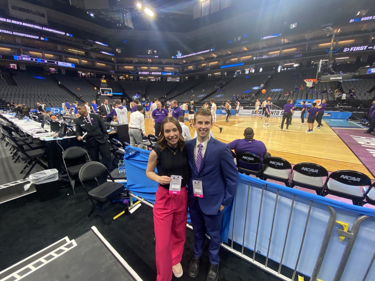 WNURSports's tweet photo. It's the day we've all been waiting for...Northwestern tips off vs Boise St in five minutes for the first round of March Madness👀

Tune into @AndrewNeville20 &amp; @BreaLassek: https://t.co/HU9j7H83tc

A big shoutout to the WNUR alum we've met in Sacramento and all their support! https://t.co/AdVh0CuRq1