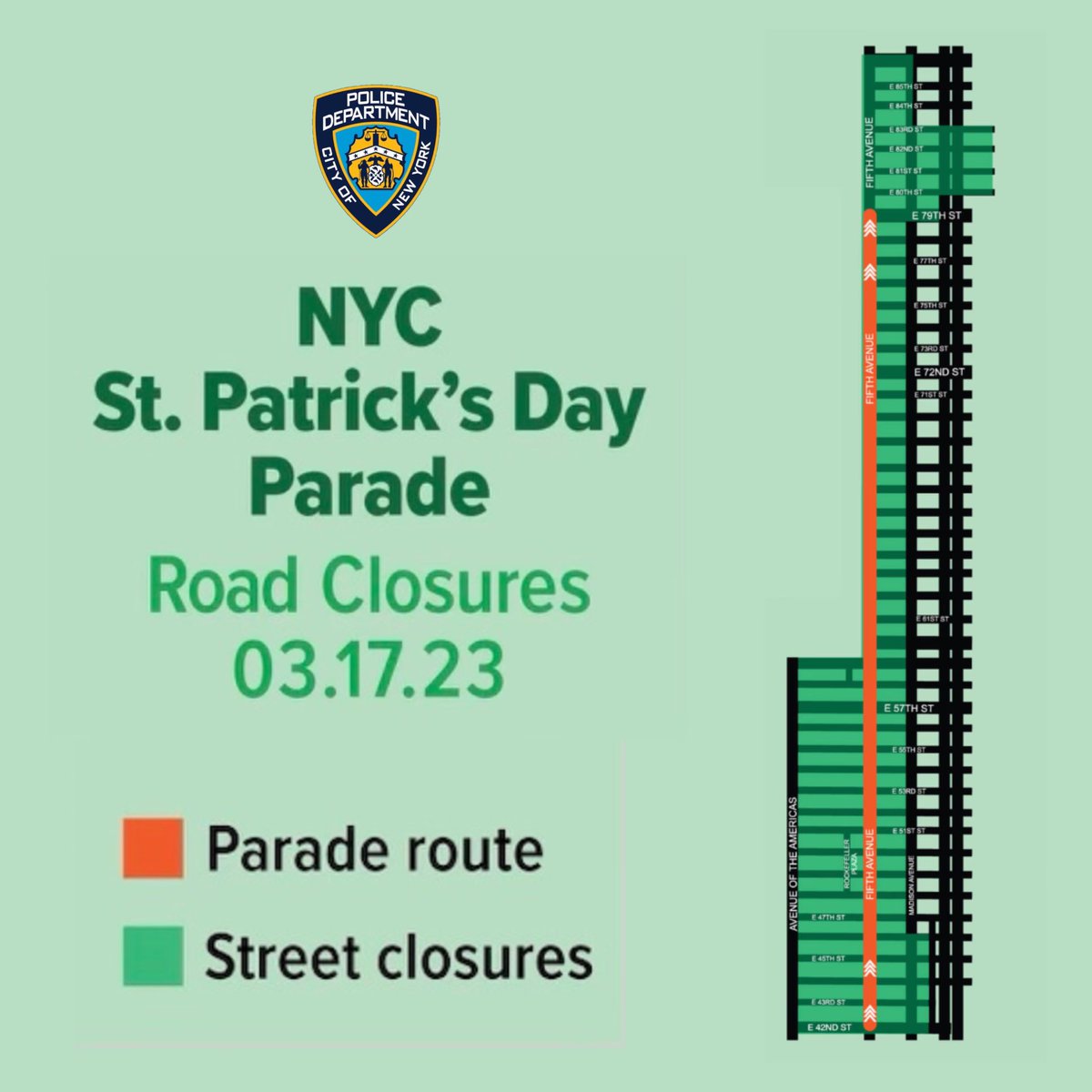 NYPD Central Park on Twitter "RT NYPD19Pct 🚧STREET CLOSURES