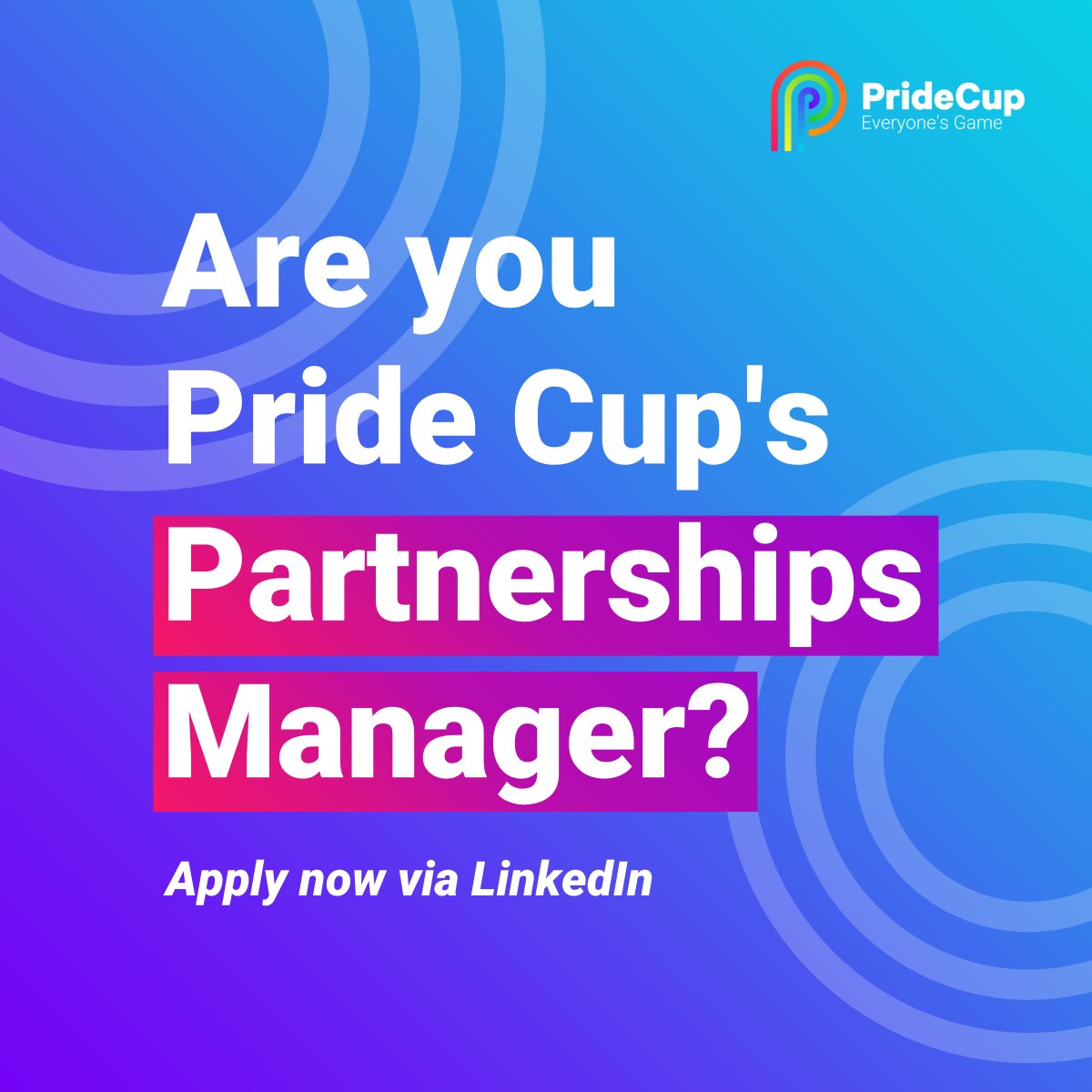 We are expanding our team! Pride Cup is looking for a part-time Partnerships Manager ideally based on the East coast. To learn about the role, head to linkedin.com/jobs/view/3522…