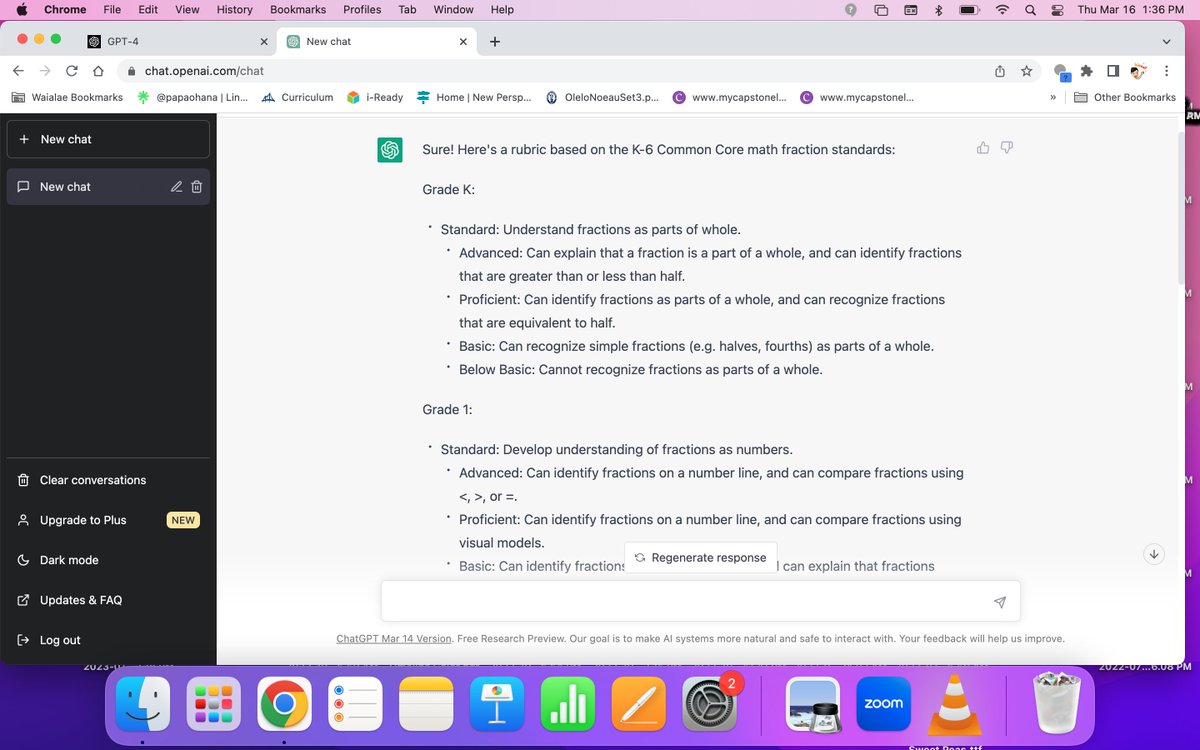 MrsR_Villanueva's tweet photo. Here's my 1st attempt at using @chatgptandai to create a k-6 CCSS progression for fractions. Missing some key concepts , but it's a start. All about what you type in for the chat to churn out what you want. User still needs to have a good level of knowledge. #808educate #HSTE https://t.co/8oVvohLeF8