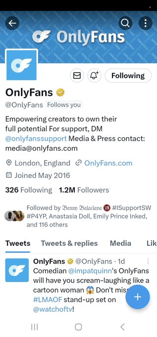 Wow 1 of 326 that @onlyfans follows ... im honoured 🎖 ❤️ https://t.co/UzRYh3XilD<a class="tags" href="/tag/onlyfans">@onlyfans</a><a href="/tag/snapawards"class="tags"><span>#snapawards</span></a><a href="/tag/snapawards2023"class="tags"><span>#snapawards2023</span></a>
