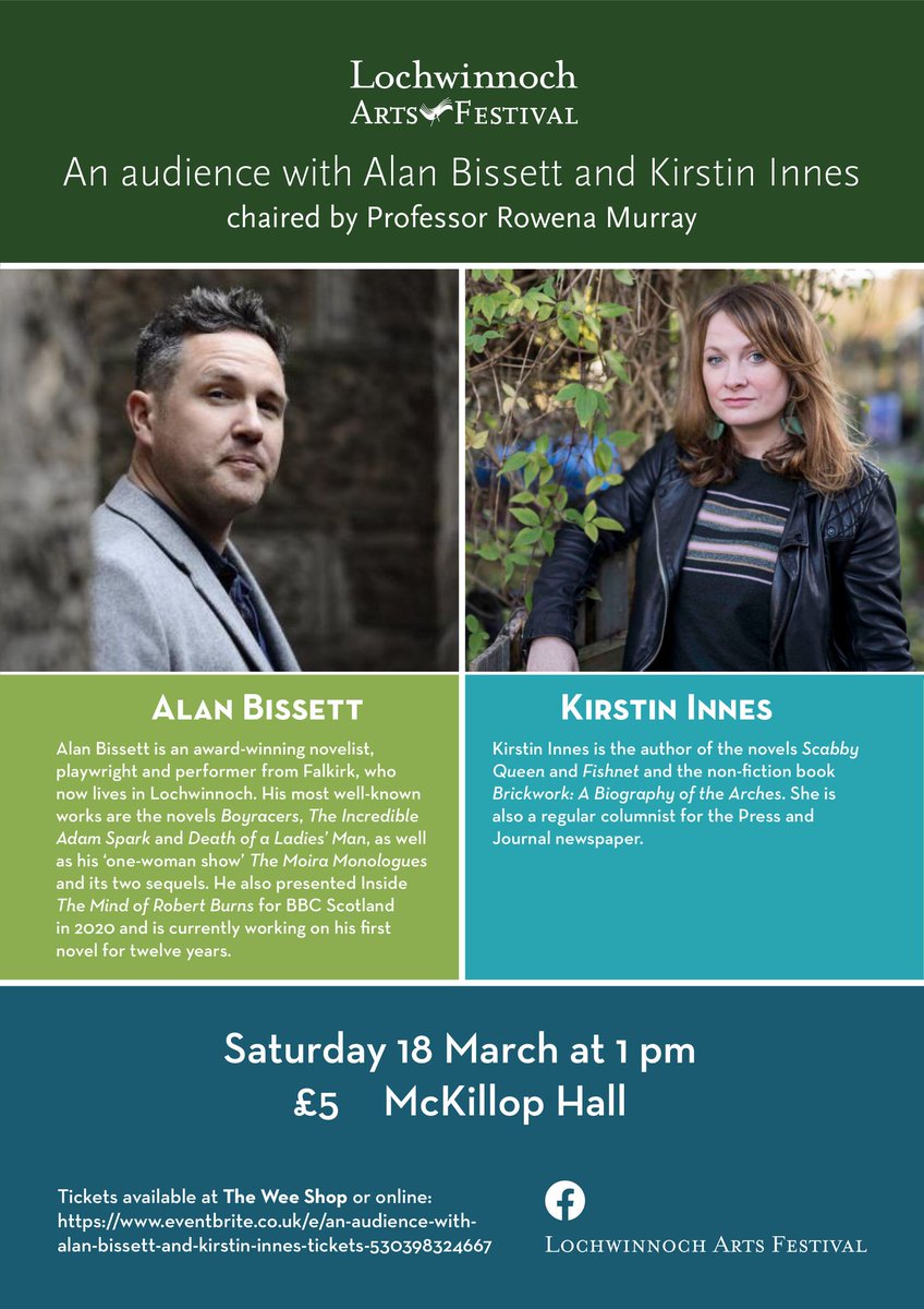 Creative_Ren's tweet photo. Lochwinnoch Mini March Festival @ArtsLochwinnoch 
Afternoon at the McKillop on Sat 18th 12-3pm - Craft Fair. 1 pm audience with Alan Bissett &amp; @kirstininnes + amazing photography historical writing exhibition 'Echoes from Calder Glen' by Michael Hopcroft https://t.co/DaLfscRyqQ https://t.co/dUR74bdIqW