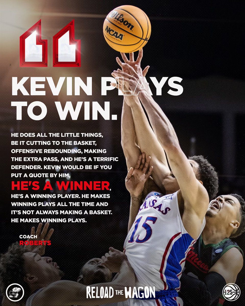 KUHoops's tweet photo. “Kevin plays to win” -Coach Norm Roberts 🗣️

#ReloadTheWagon x @Kevin_McCullar https://t.co/ftRvjhhC49