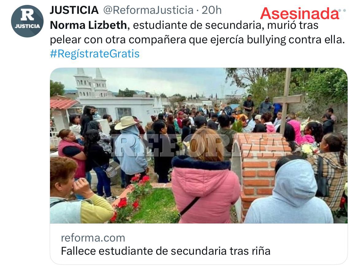ccamacho88's tweet photo. Corregí estos titulares.

Como a Norma Lizbeth la ASESINÓ una mujer, los medios nacionales ponen que se “murió” o que “falleció” y no fue así, la MATÓ una mujer.

Vean como manipulan la información cuando no les conviene a su agenda feminista, no les importan las mujeres. https://t.co/Uw4Yu5H8ic