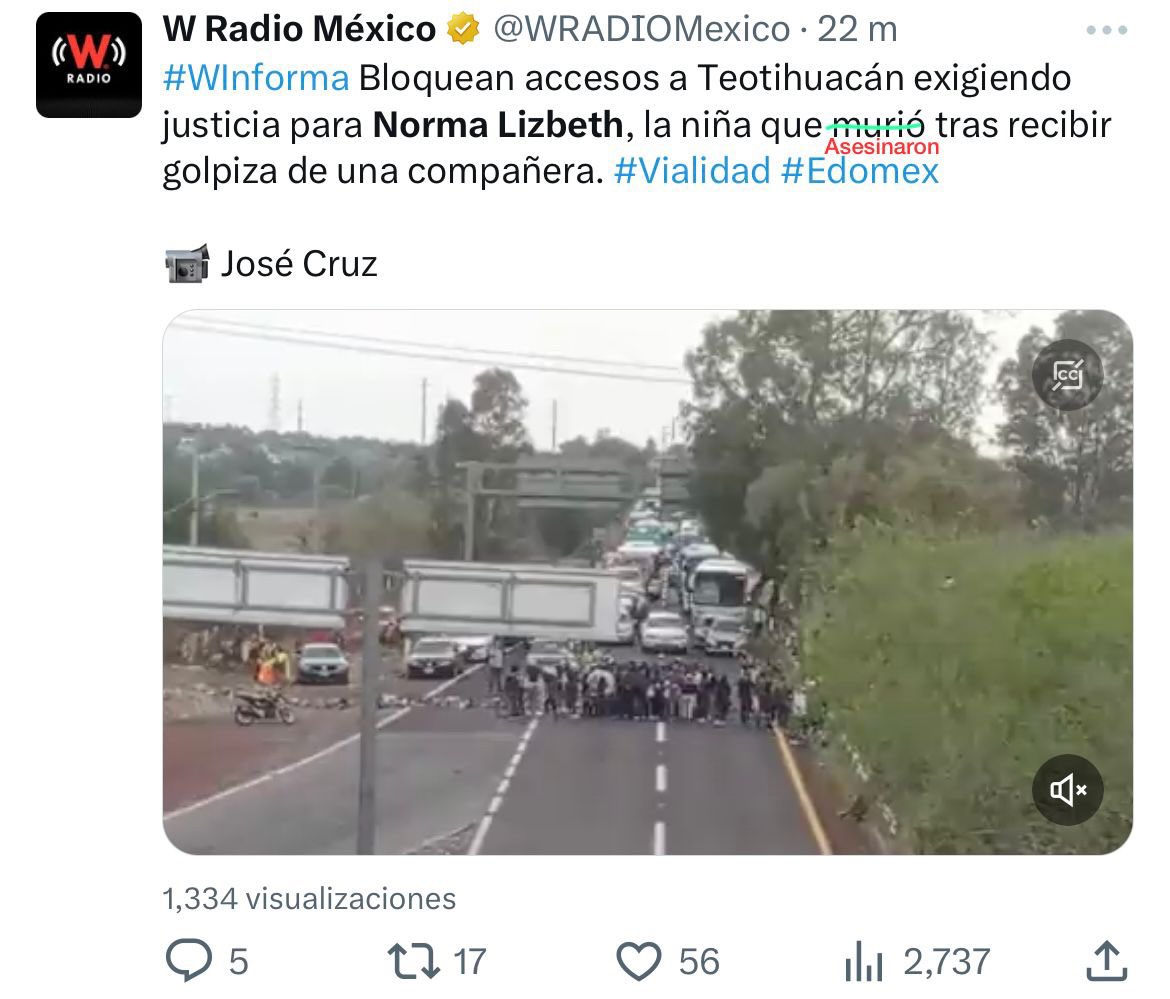 ccamacho88's tweet photo. Corregí estos titulares.

Como a Norma Lizbeth la ASESINÓ una mujer, los medios nacionales ponen que se “murió” o que “falleció” y no fue así, la MATÓ una mujer.

Vean como manipulan la información cuando no les conviene a su agenda feminista, no les importan las mujeres. https://t.co/Uw4Yu5H8ic