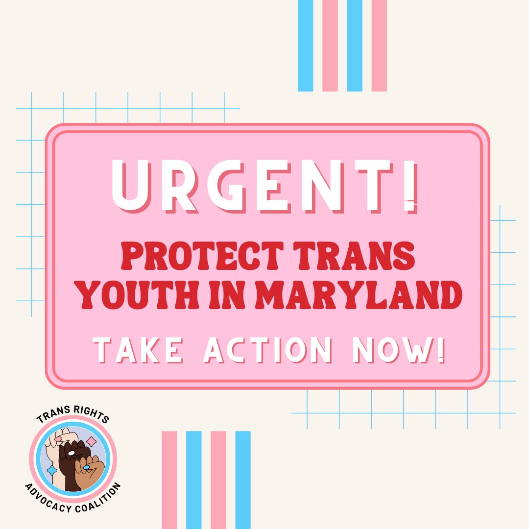 🗣️URGENT ACTION ALERT!

MD Republicans are attacking trans youth by attempting to ban coverage of their life-saving healthcare. #MDGA23

Tell the General Assembly – protect trans youth and pass the Trans Health Equity Act with NO youth ban!

TAKE ACTION ⤵️
act.advancemaryland.org/letter/2023-TH…