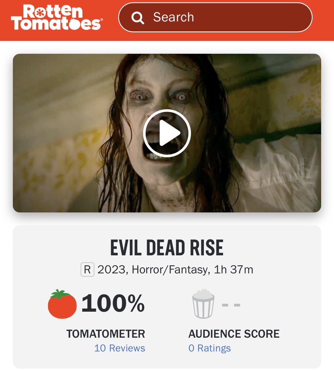 Film Updates on X: 'EVIL DEAD RISE' debuts with a Rotten Tomatoes score of  100% from 10 reviews so far.  / X
