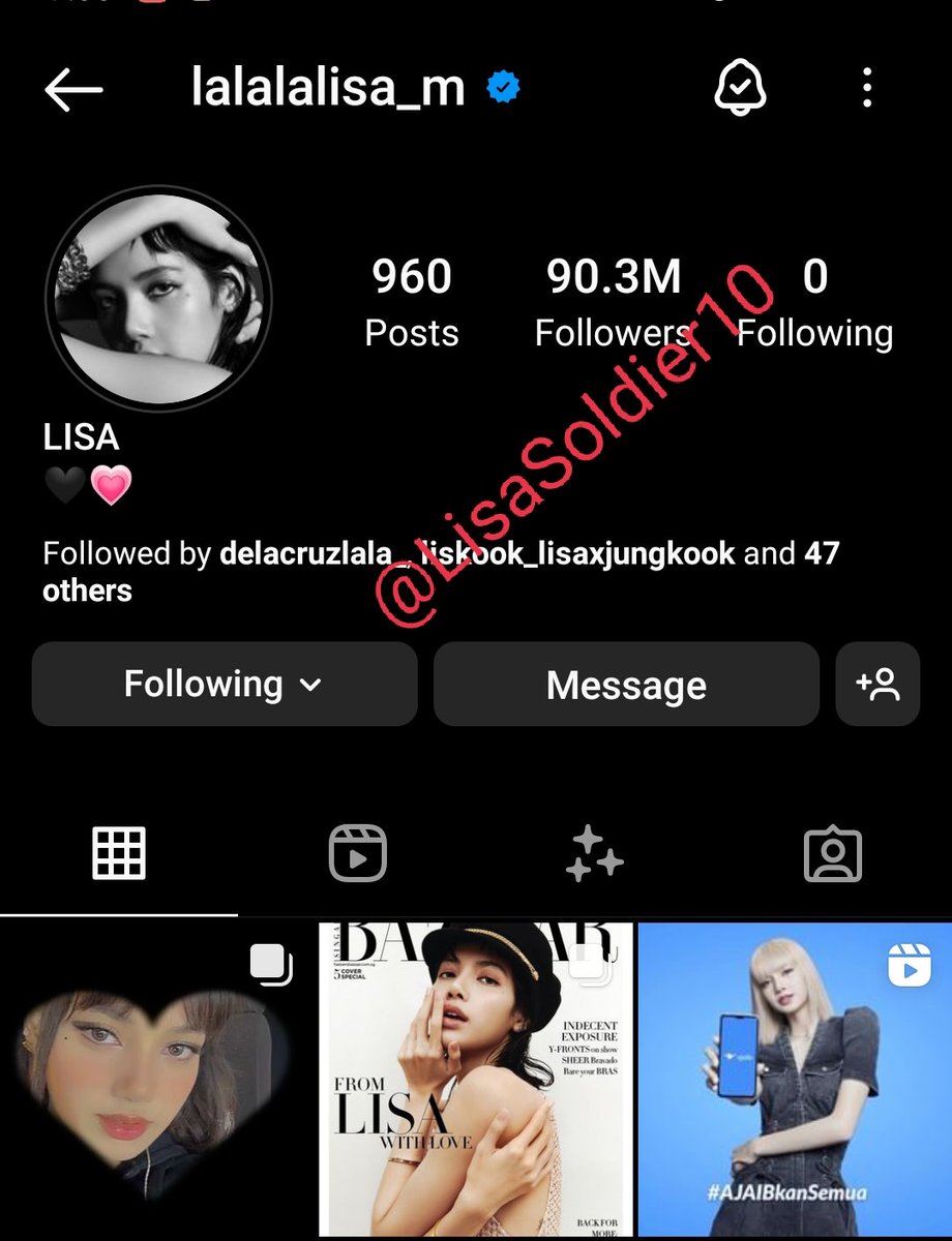 HOT_LALISA27's tweet photo. ✨📝LISA's Instagram account has reached 90.3M followers. She remains as the most followed Kpop Artist on the social media platform. 🙌🏼🎉 Congratulations Queen 👑
#LISA90MPARTY
#LISA #LALISA #MONEY
SHARE, COMMENT, LIKE https://t.co/IiIKyYDKjK