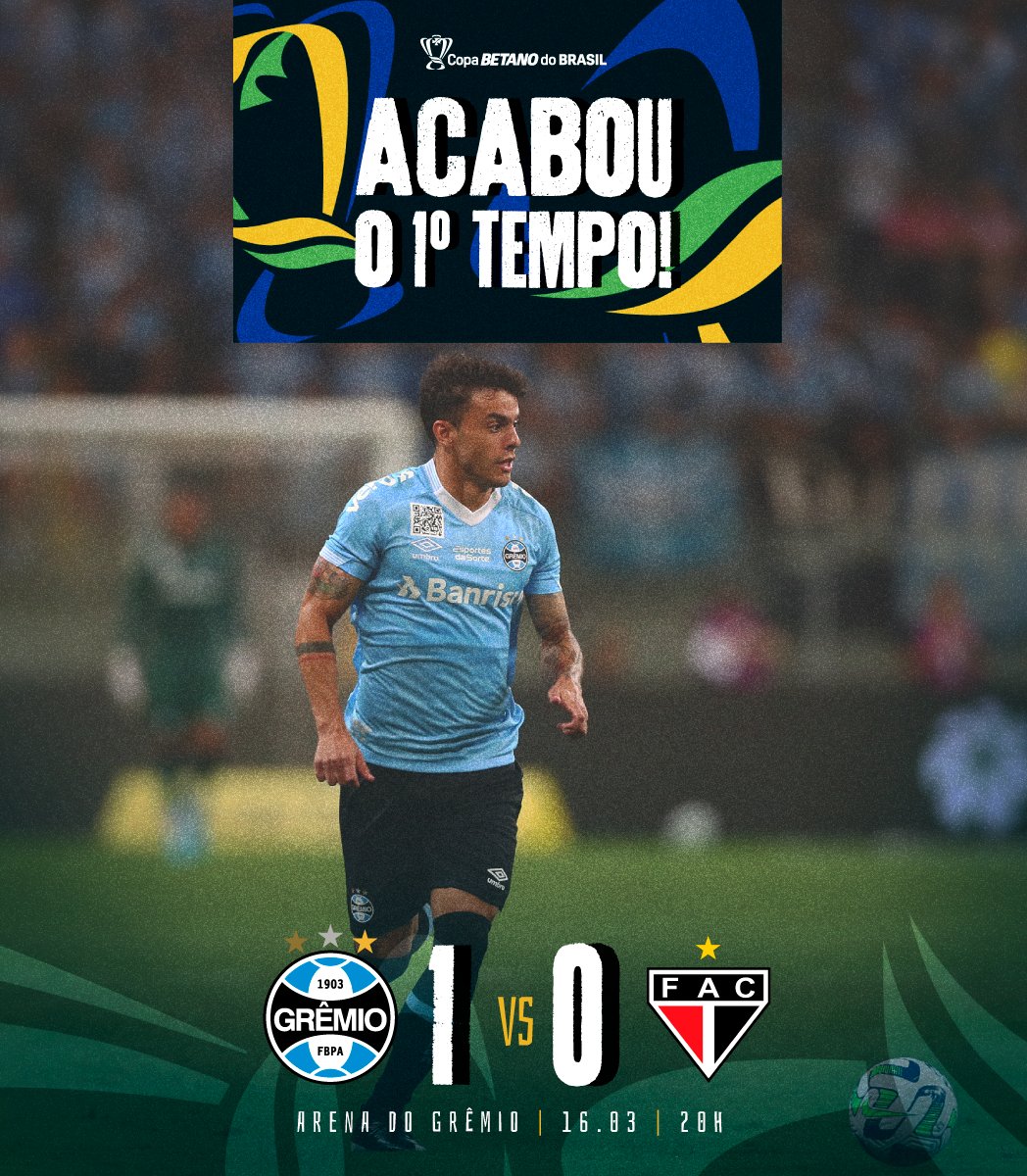 Gremio's tweet photo. ⏸️ Fim do primeiro tempo: 

#Grêmio 1x0 Ferroviário 
#GRExFAC #CopaDoBrasil2023 🇪🇪 ⭐️⭐️⭐️⭐️⭐️ https://t.co/TdThWX4ecZ