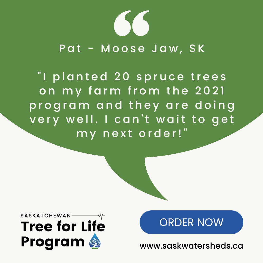sk_program's tweet image. Pat is happy with his trees from the 2021 Tree for Life Program! 

Help support healthy watersheds in #Sk by purchasing a tree bundle! 
Visit 👉 …katchewan-tree-for-life.myshopify.com to learn more. 

#SkTreeforLife #SaskWatersheds