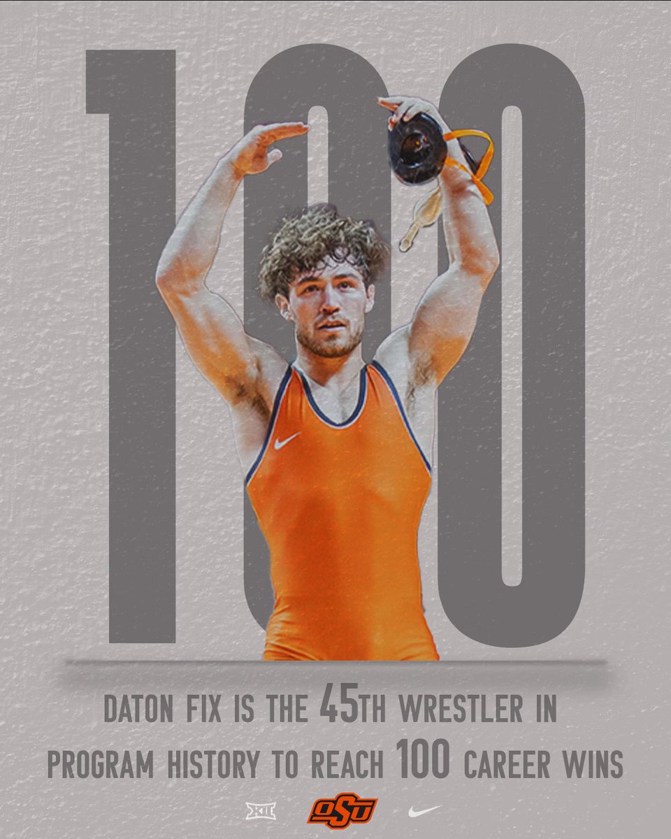 CowboyWrestling's tweet photo. Add it to the resume 👏

Congrats to the hometown kid for reaching the century mark with tonight’s win 💯

#HomeOfWrestling l #GoPokes https://t.co/d9vvJtMqGR