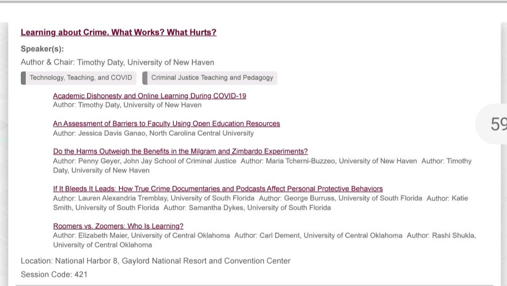 ACJS_National's tweet photo. Tomorrow! Hear @DarknetLaur talk about True Crime Consumption and Protective Behaviors at 8 AM in National Harbor 8! https://t.co/1wfKYwl6Jl