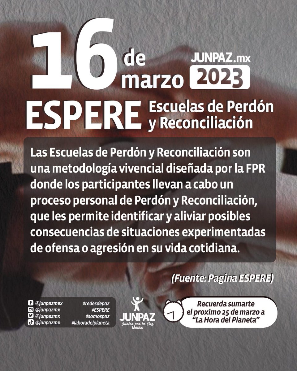 junpazmx's tweet photo. El Perdón y la Reconciliación implican un gran paso para encontrar la paz.
.
.
.
.
.
.
#espere #redesdepaz #somospaz #juntosporlapaz #junpazmx #perdon #Reconciliación https://t.co/D7mOvkGaXr