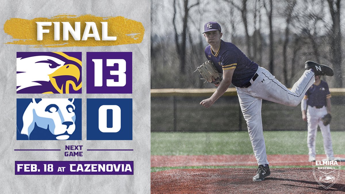 ECSoaringEagles's tweet photo. FINAL | FOR THE FIRST TIME IN PROGRAM HISTORY, @ElmiraBaseball tosses a no-hitter as a combined seven pitchers went the distance, recording 11 strikeouts in a 13-0 win on Thursday! ⚾️

#TogetherWeFly #FightOn4EC #ElmiraProud https://t.co/nG2xv9cHRr