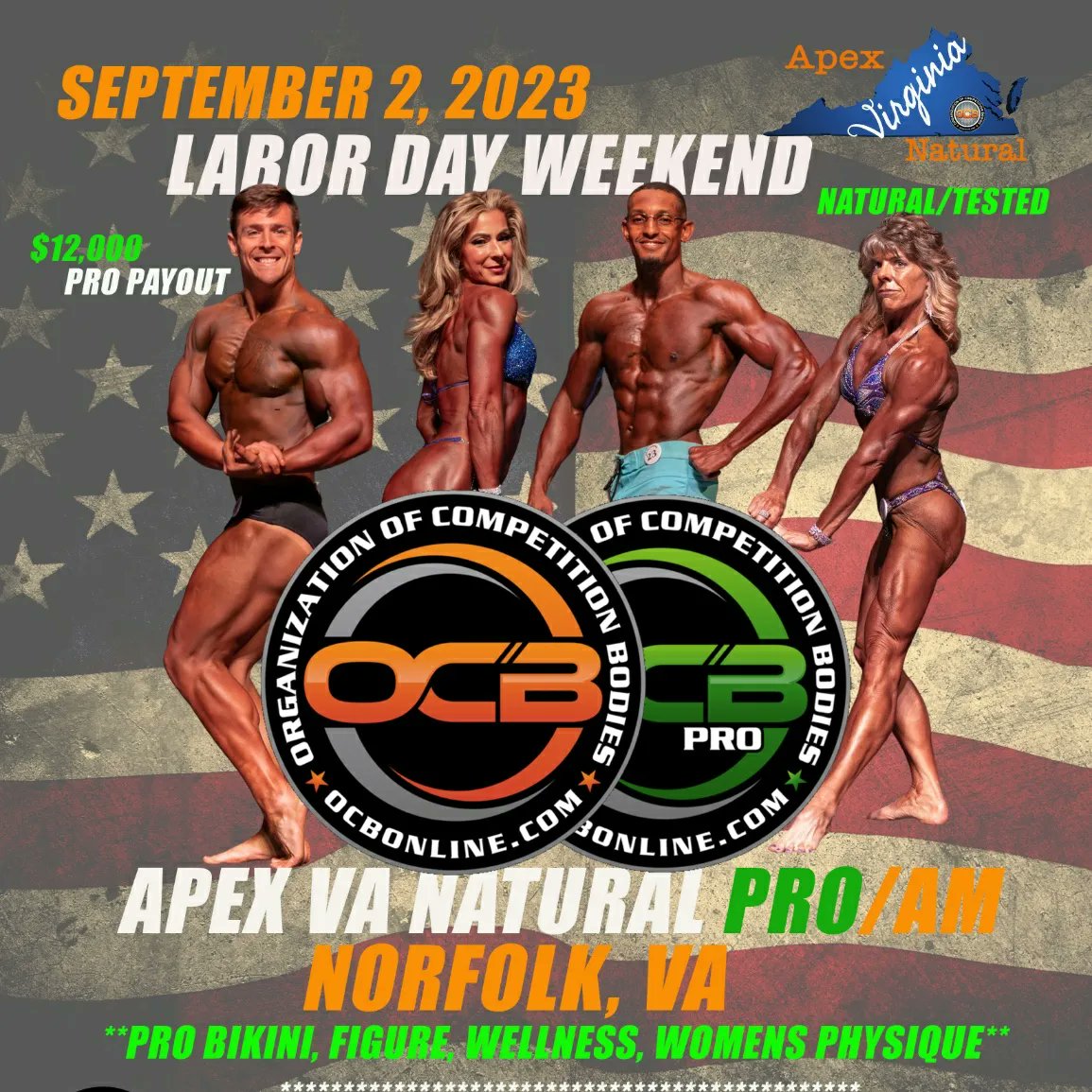 Live_Well_Team's tweet photo. Attention natural bodybuilders! 💪 Don't miss the OCB Apex VA Natural show in just 24 weeks! 🏋️‍♀️ Great venue, swag bags, and amazing trophies for best routine. Military/First Responder, teen, and Masters 35+, 40+, 50+, and Open divisions. Start prepping now! #naturalbodybuilding https://t.co/ggZtIJVthF