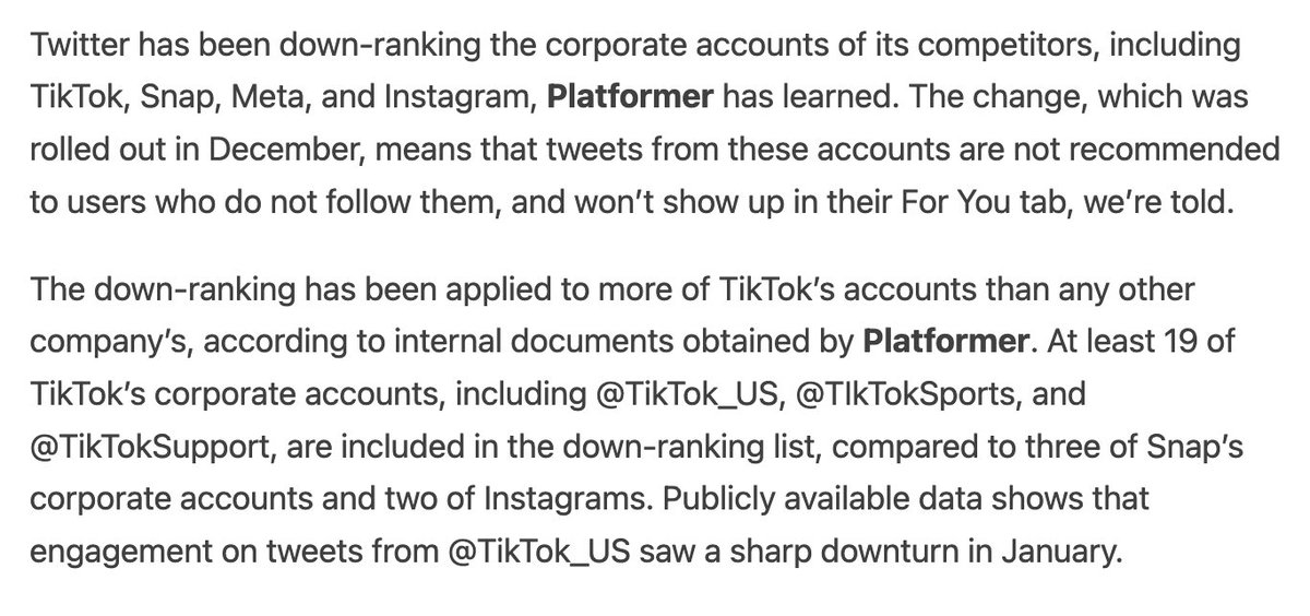 Casey Newton (@caseynewton) on Twitter photo PLUS: <a href="/ZoeSchiffer/">Zoë Schiffer</a> with a wild one on how Twitter is down-ranking its competitors’ accounts PLUS: <a href="/ZoeSchiffer/">Zoë Schiffer</a> with a wild one on how Twitter is down-ranking its competitors’ accounts
