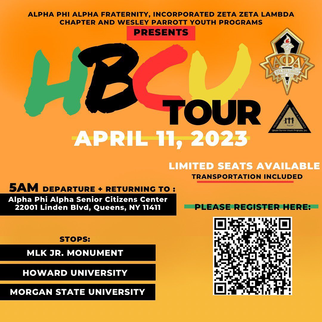 ASATS2013's tweet image. If you have any questions about the HBCU Tour, contact Bro. Joseph Wilson II at DirectorOfEducation@zzlalphas.org.

To register, please scan the QR code.

#AlphaPhiAlpha #GoToHighSchoolGoToCollege 
#HBCUs #HBCU #HowardUniversity #MorganStateUniversity #CollegeVisits