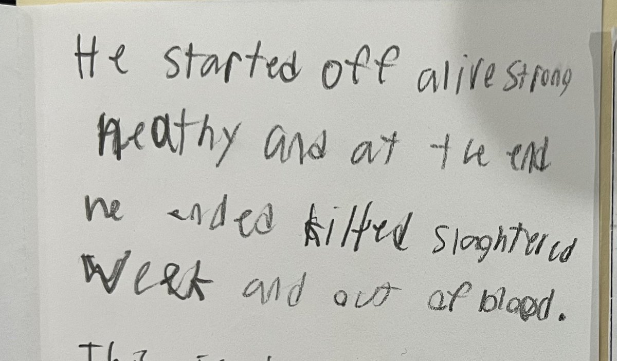 My 3rd grader insisted on a kid’s adaptation of Julius Caesar for his book report. The prompt asked: “How does the character change from the beginning to the end of the book?” 🙈🗡️