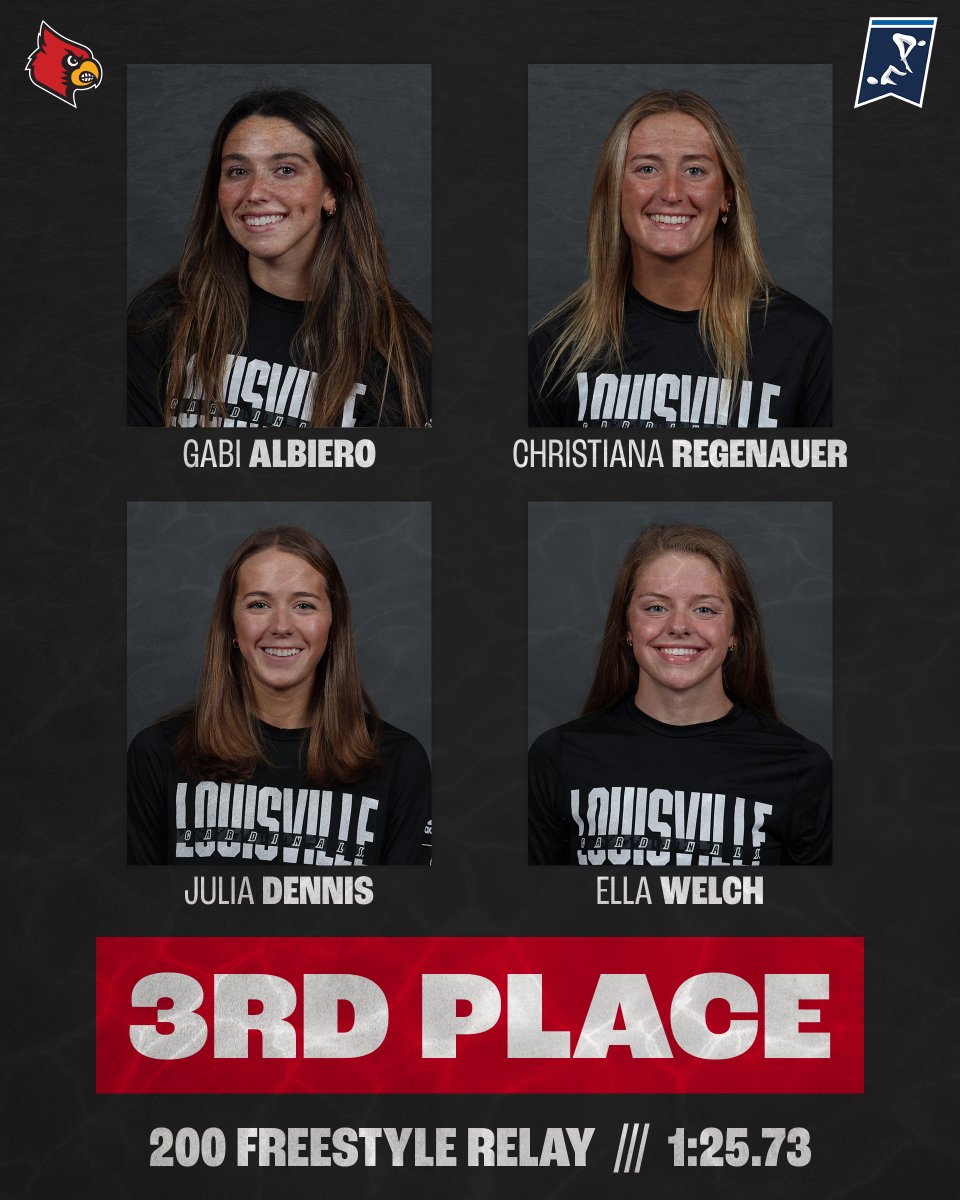 LouisvilleSD's tweet photo. 🥉 THIRD PLACE 🥉

@AlbieroGabi, @cregenauer99, Julia Dennis &amp; Ella Welch string together a First Team All-American Relay with a time of 1:25.73!

#GoCards https://t.co/jCIN3iZjvj