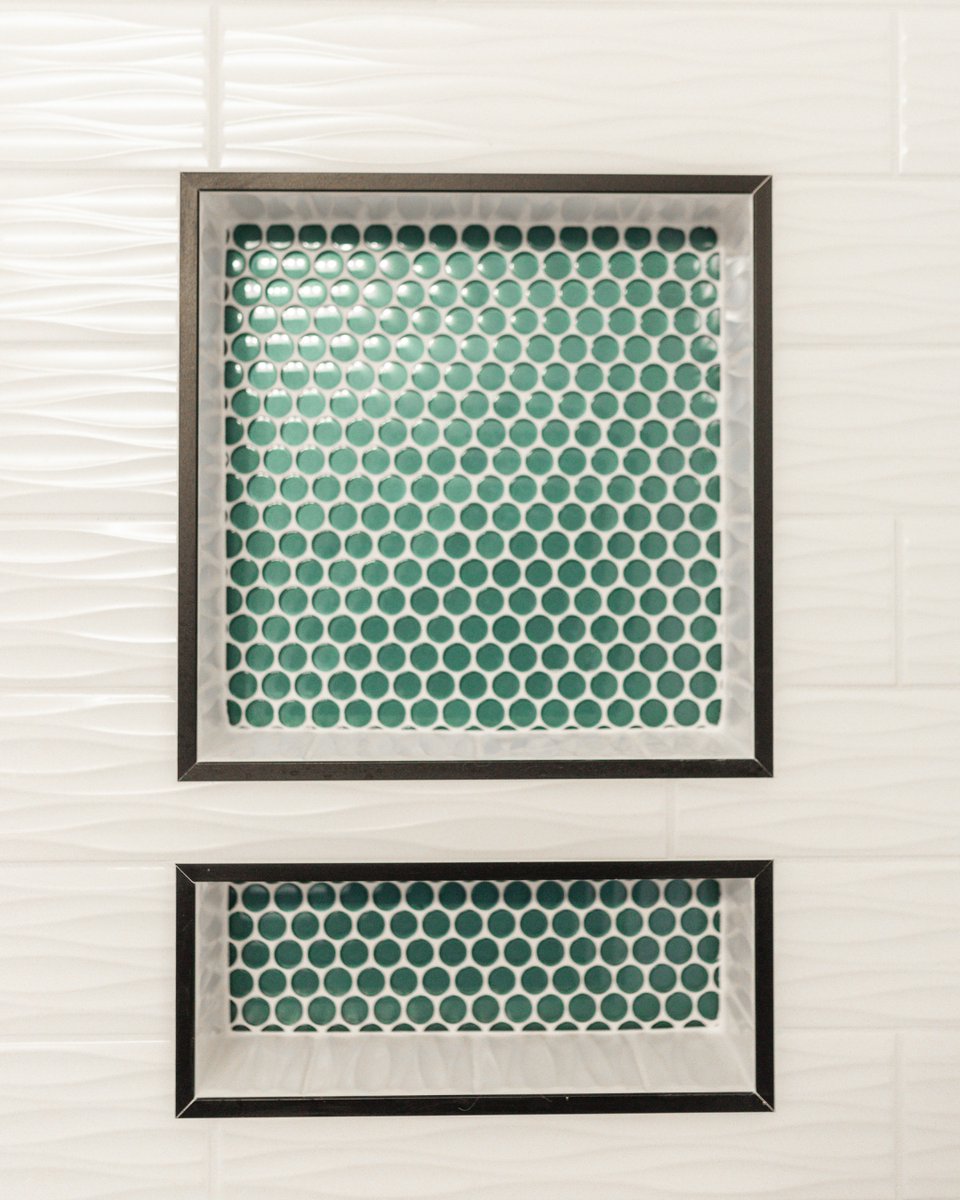 LeadsBHS's tweet photo. Mixing tiles is a great way to add depth and personality in your bathroom. Starting out with the most prominent and working your way to the details that tie it all in together! https://t.co/5ywmXfV4fz