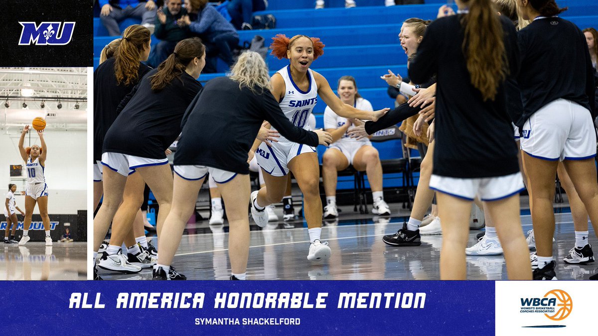 Marymount_WBB's tweet photo. A special shout out to senior guard, Symantha Shackelford for being named a WBCA All-America Honorable Mention today! This past season Sym averaged 14 points per game shooting 33% from beyond the 3pt line and 89% from the FT line. https://t.co/xWClQlJDBE
