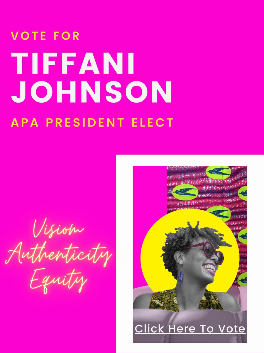 Dr. Tiffani Johnson, MD, MSc (@drtiffjohnson) on Twitter photo Hey #Tweetiatricians. THIS IS NOT A DRILL!
Excited to announce that I've been nominated as a candidate for APA President elect! Please make sure your dues are paid and #vote by March 31st.
Thanks!🤗
Click here to vote: academicpeds.org/about/board-of…
<a href="/DrHeardGarris/">Nia Heard-Garris, MD, MSc (she/they)</a> @TheRealDrKendi Hey #Tweetiatricians. THIS IS NOT A DRILL!
Excited to announce that I've been nominated as a candidate for APA President elect! Please make sure your dues are paid and #vote by March 31st.
Thanks!🤗
Click here to vote: academicpeds.org/about/board-of…
<a href="/DrHeardGarris/">Nia Heard-Garris, MD, MSc (she/they)</a> @TheRealDrKendi