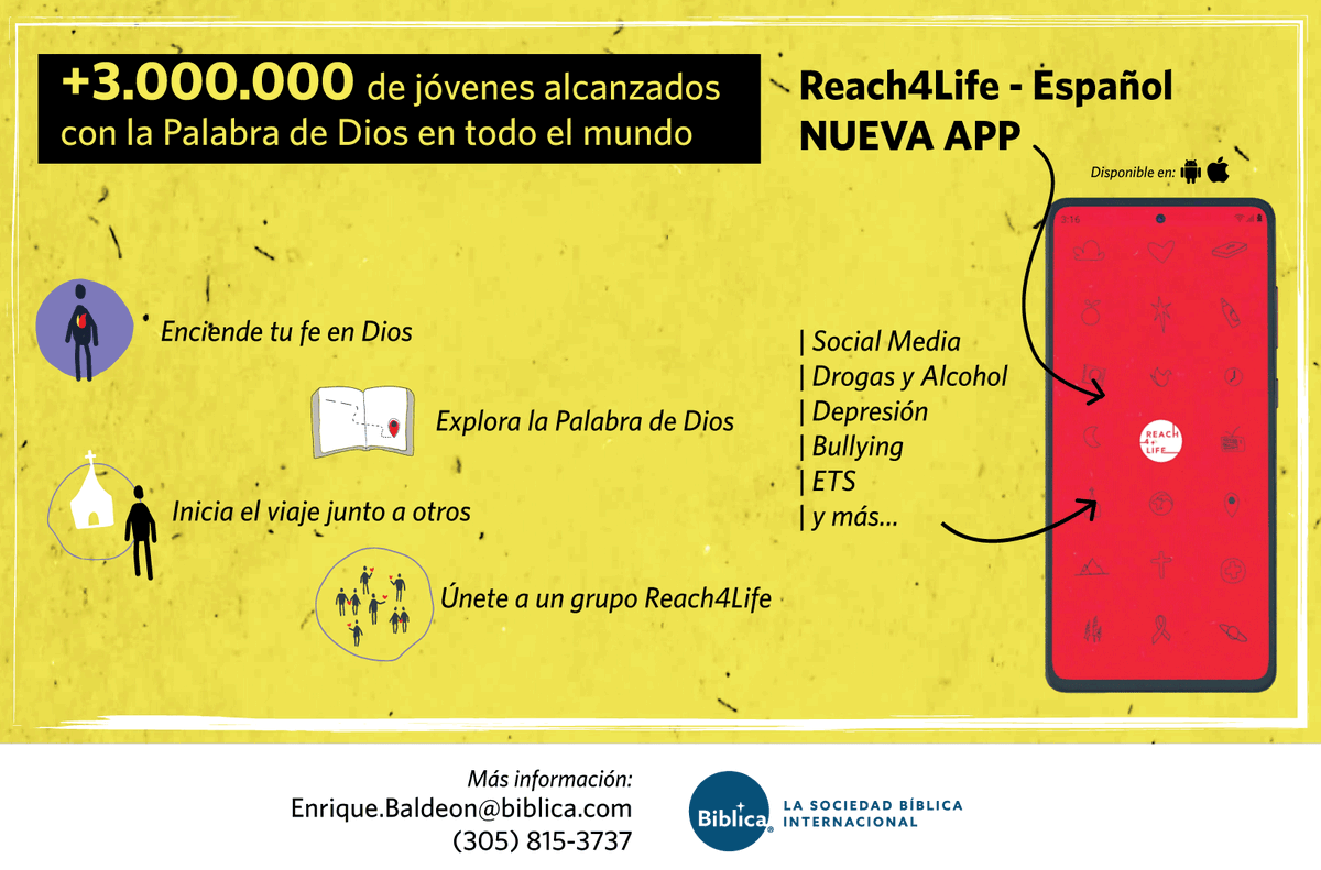 BibliaVivaNBV's tweet photo. R4L ayuda a los jóvenes a conectarse con la Palabra de Dios, tratando temas candentes a través de videos, planes de lectura y devocionales que fortalecerán su fe ¡Decídete a Vivir!
#Reach4Life #DecideteaVivir #Biblica #BiblicaLA #R4L #PalabradeDios https://t.co/10WTAEzRxq